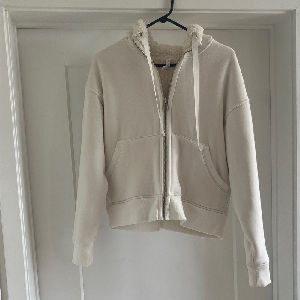 Athleta Cream Fleece-Lined Zip-Up Jacket